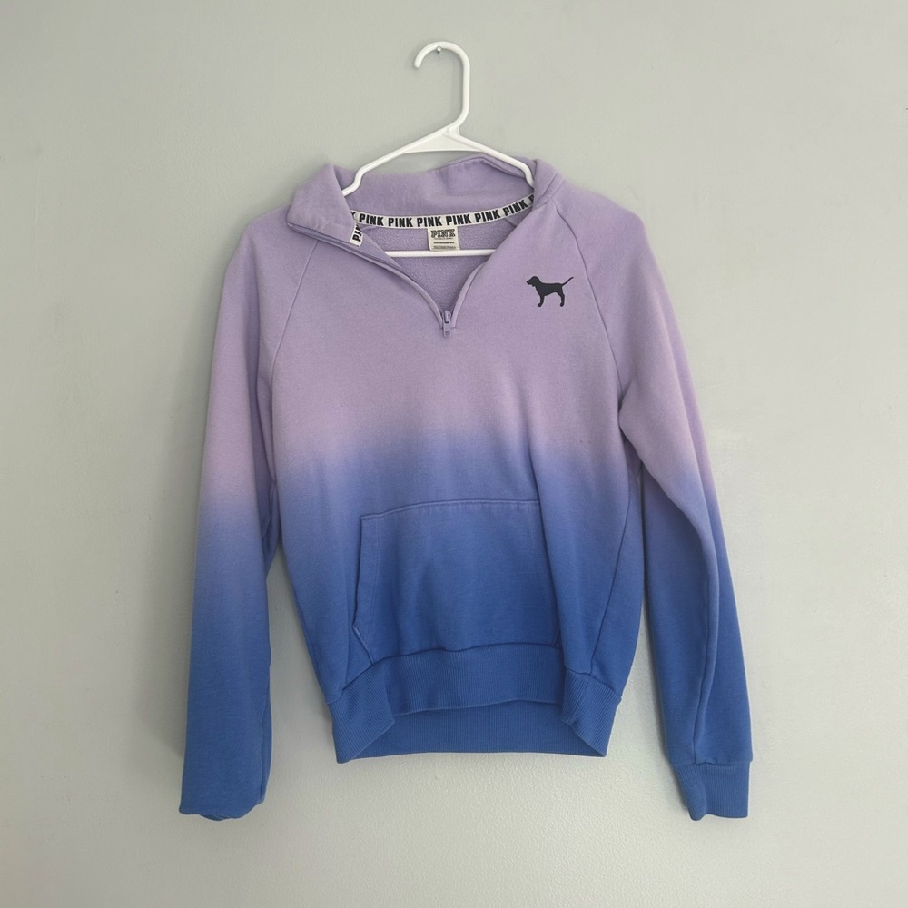 PINK purple and blue ombre quarter zip small